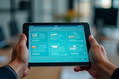 Interfaz de usuario de un software de RRHH en una tableta, representando la implementación de tecnología.